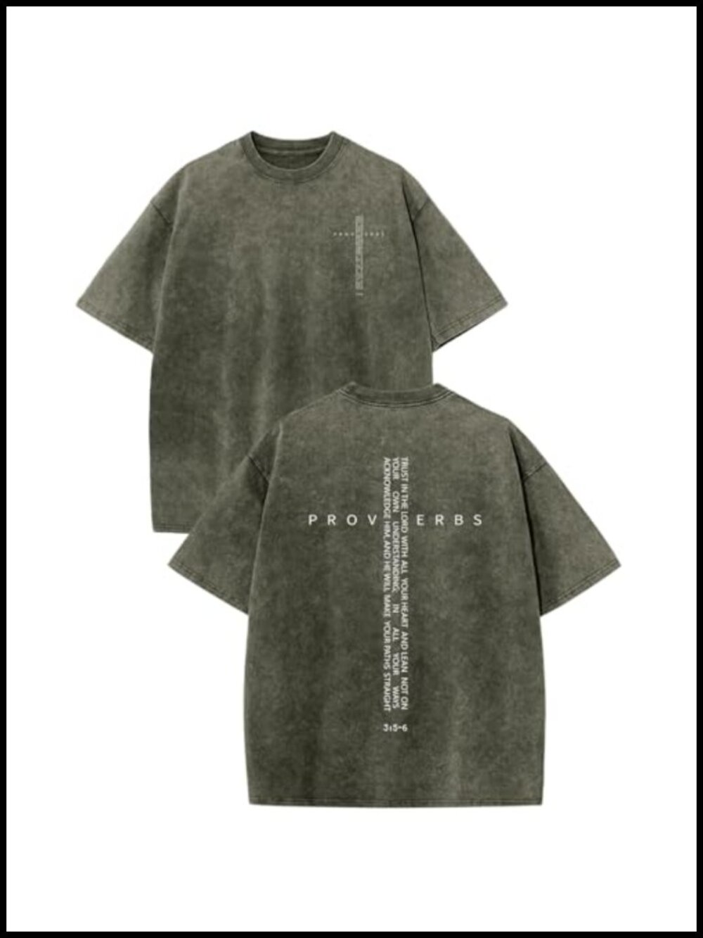 Christian Cross Bible Verse Graphic Tee Oversized Acid Wash Cotton Men's T-Shirt